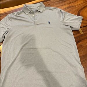 Polo by Ralph Lauren Classic Gray Polo Shirt with Ribbed Collar